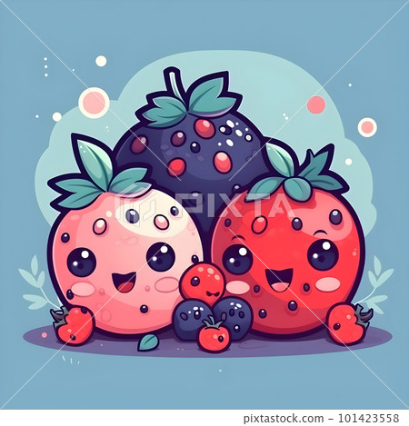 Small berries cute kawaii cartoon character 101423558