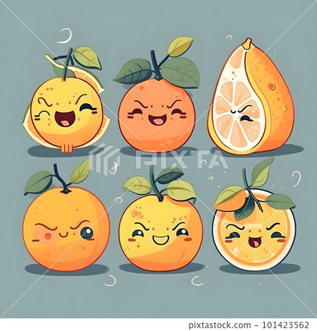 Citrus fruits cute laughing cartoon characters 101423562