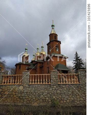 Saint Peter and Paul Cathedral, orthodox church exterior with golden domes 101423896