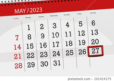 Calendar 2023, deadline, day, month, page, organizer, date, May, saturday, number 27 101424175