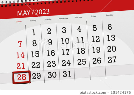 Calendar 2023, deadline, day, month, page, organizer, date, May, sunday, number 28 101424176