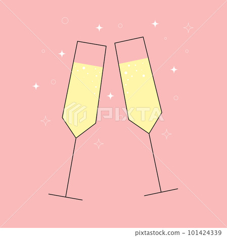 Two sparkling glasses of champagne. Merry Christmas and Happy New Year design element Two sparkling glasses of champagne. Merry Christmas and Happy New Year design element 101424339