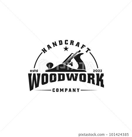 Vintage Woodworking Wood Fore Plane or Jack Plane Logo design	 101424385