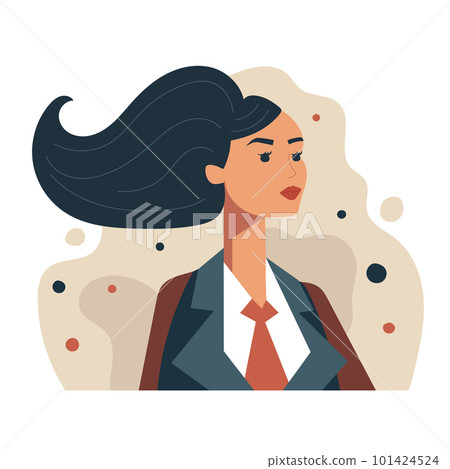 A business woman. Avatar of a brunette girl. Red lipstick on the lips 101424524