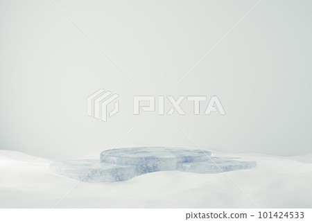 3d presentation pedestal made of ice on snow background 3d presentation pedestal made of ice on snow background 101424533