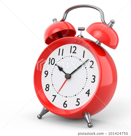 Vintage alarm clock on white background. 3d render concept of wake up time Vintage alarm clock on white background. 3d render concept of wake up time 101424750