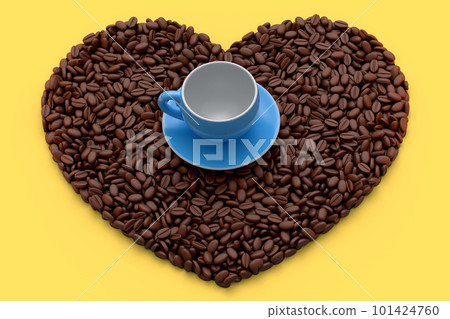 Ceramic coffee cup with coffee beans for americano, espresso, mocha, latte 101424760