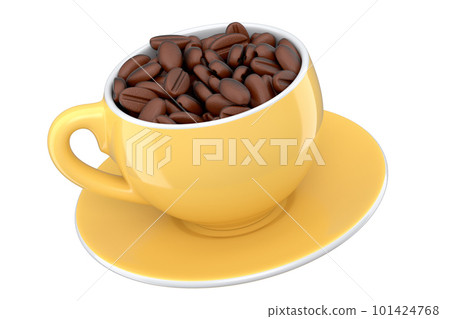 Ceramic coffee cup with coffee beans for americano, espresso, latte on white Ceramic coffee cup with coffee beans for americano, espresso, latte on white 101424768