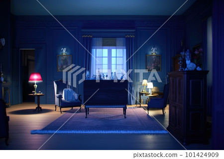 Architectural detailde view of spacious living room, AI generative image 101424909