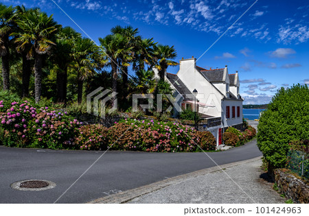 Picturesque Alley Of Finistere Village Landevennec In Nature Park Amorique In Brittany, France 101424963