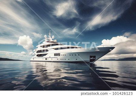 Luxury motor yacht in sea, expensive rich boat sailing in ocean, generative AI. 101426123