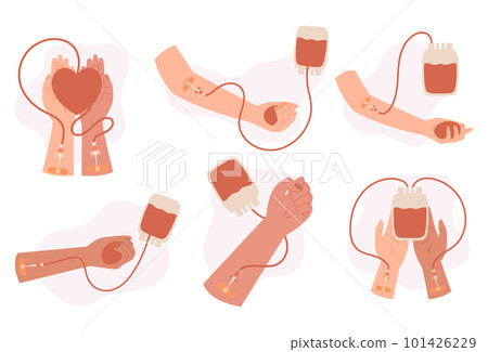 Collection Of Hands From Blood Donors, Symbolizing Unity And Solidarity In Saving Lives. Image Promote Blood Transfusion 101426229