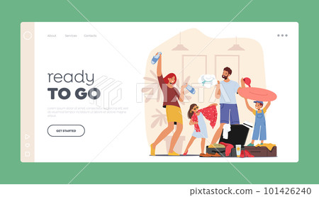 Ready to Go Landing Page Template. Young Family With Kids Packing Suitcase Organizing Their Belongings And Getting Ready Ready to Go Landing Page Template. Young Family With Kids Packing Suitcase Organizing Their Belongings And Getting Ready 101426240