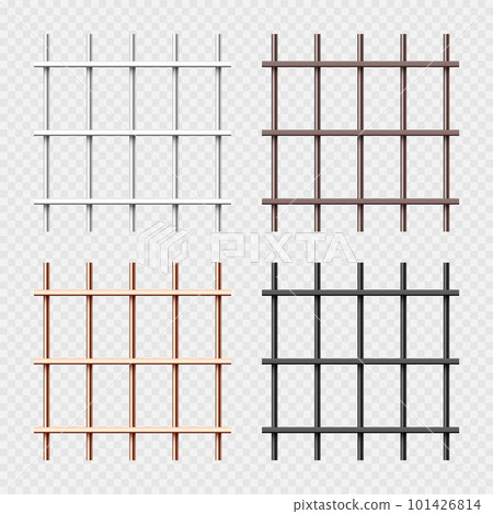 Various shiny metal prison bars collection. Realistic detailed jail cage, prison iron fence. Criminal background mockup. Vector illustration Various shiny metal prison bars collection. Realistic detailed jail cage, prison iron fence. Criminal background mockup. Vector illustration 101426814