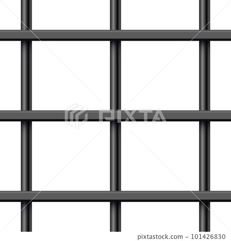 Black realistic metal prison bars isolated on white background. Detailed jail cage, prison iron fence. Criminal background mockup. Vector illustration Black realistic metal prison bars isolated on white background. Detailed jail cage, prison iron fence. Criminal background mockup. Vector illustration 101426830