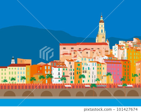 Menton, Menton, France, Côte d'Azur, colorful streets 101427674