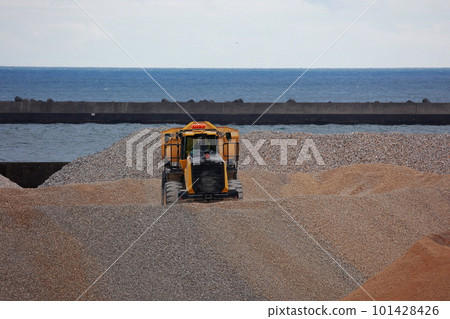 Bulldozer working on construction site Bulldozer working on construction site 101428426