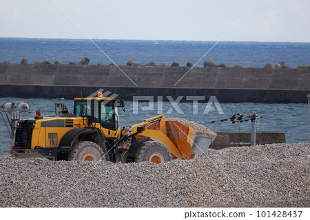 Bulldozer working on construction site Bulldozer working on construction site 101428437