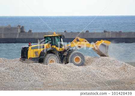 Bulldozer working on construction site Bulldozer working on construction site 101428439