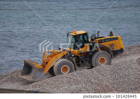 Bulldozer working on construction site Bulldozer working on construction site 101428445
