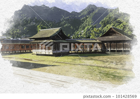 Watercolor-style Miyajima Itsukushima Shrine Corridor Hatsukaichi City, Hiroshima Prefecture Watercolor-style Miyajima Itsukushima Shrine Corridor Hatsukaichi City, Hiroshima Prefecture 101428569