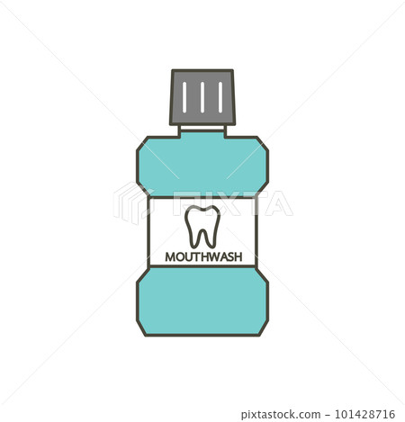 mouthwash for cleaning teeth - dental cartoon vector flat style 101428716
