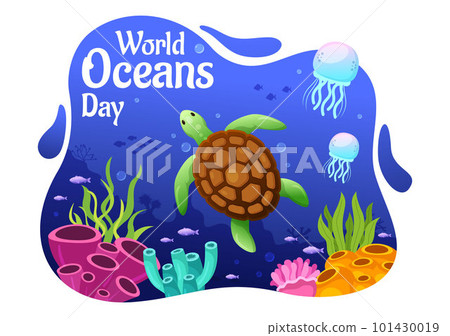 World Oceans Day Illustration to Help Protect and Conserve Ocean, Fish, Ecosystem or Sea Plants in Flat Cartoon Hand Drawn for Landing Page Templates World Oceans Day Illustration to Help Protect and Conserve Ocean, Fish, Ecosystem or Sea Plants in Flat Cartoon Hand Drawn for Landing Page Templates 101430019