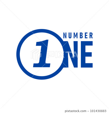 Number one icon, vector first place winner award, champion prize, business leader or sport achievement trophy. Number 1 isolated symbol or label in blue round frame, success and leadership 101430883