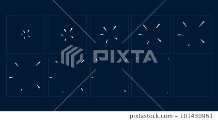 Animated sparkle or shine effect. Game sprite animation sheets with vector burst and light flashes of firework, firecracker and star explosion. Cartoon light effect with rays animation sequence 101430961