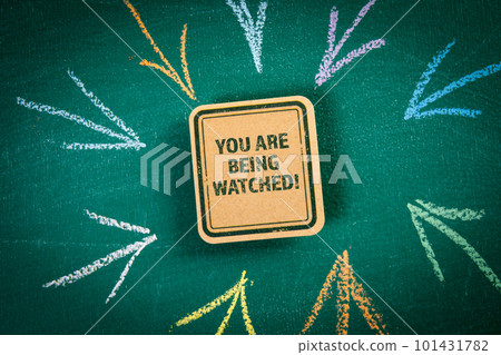 You Are Being Watched. Green chalkboard background You Are Being Watched. Green chalkboard background 101431782