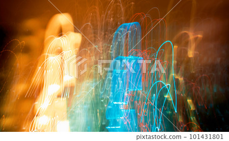Abstract blurred cityscape neon lights background Abstract blurred cityscape neon lights background 101431801