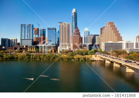 Downtown Austin Texas skyline and Colorado river 101431808