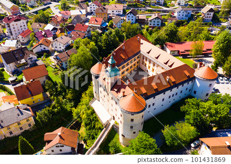 Aerial cityscape of Idrija 101431869