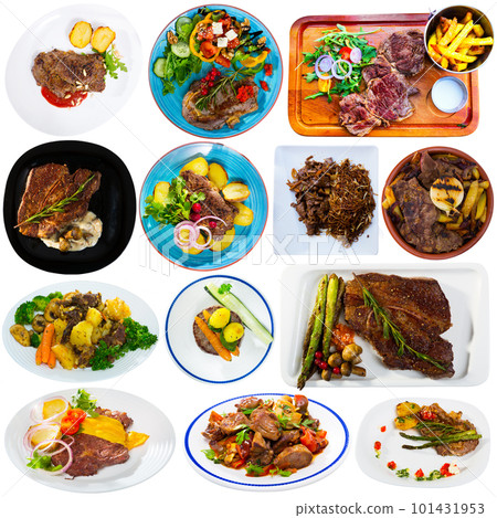 Various beef dishes with vegetables Various beef dishes with vegetables 101431953