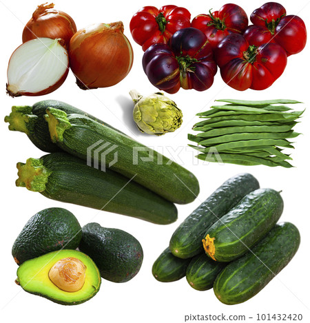 Many different types of vegetables over white background 101432420