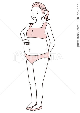 Pregnant body system stomach and buttocks smiling woman 101432466