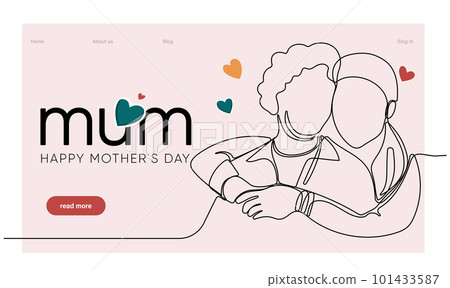 Happy Mother's Day handwritten lettering. Continuous line drawing text design. Vector illustration. Vector illustration Happy Mother's Day handwritten lettering. Continuous line drawing text design. Vector illustration. Vector illustration 101433587