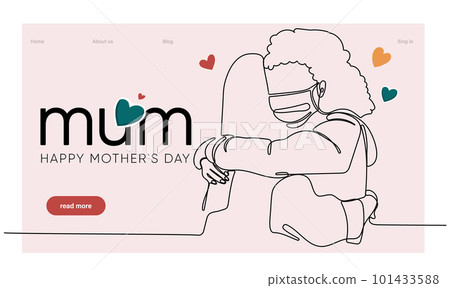 Happy Mother's Day handwritten lettering. Continuous line drawing text design. Vector illustration. Vector illustration Happy Mother's Day handwritten lettering. Continuous line drawing text design. Vector illustration. Vector illustration 101433588