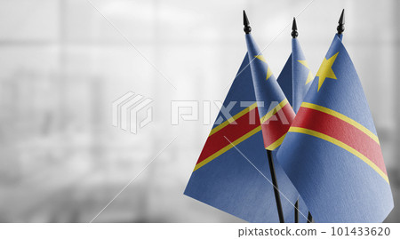 Small flags of the Democratic Republic of the Congo on an abstract blurry background Small flags of the Democratic Republic of the Congo on an abstract blurry background 101433620