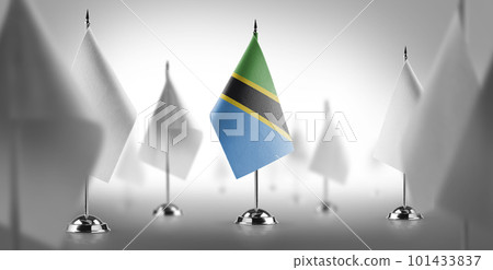 The national flag of the Tanzania surrounded by white flags 101433837