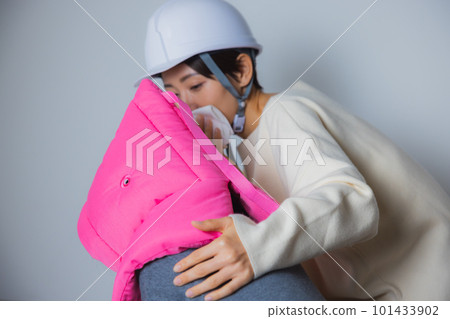 Evacuation drill Disaster prevention hood Child Evacuation drill Disaster prevention hood Child 101433902