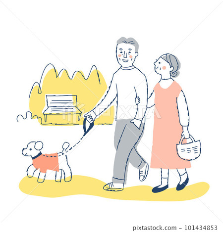 遛狗的年長夫婦 遛狗的年長夫婦 101434853