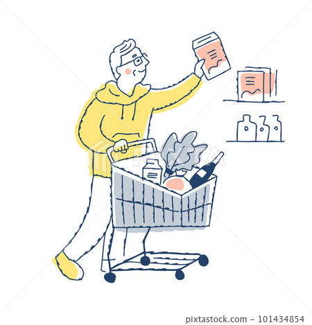 在超市購物的老人 在超市購物的老人 101434854