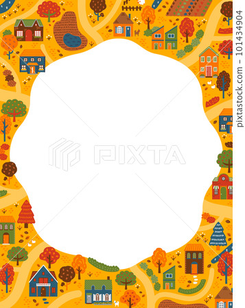 秋天的城市景觀（俯視圖）框架/背景材料（垂直方向） 101434904