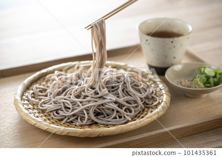 Delicious-looking buckwheat served in a colander 101435361
