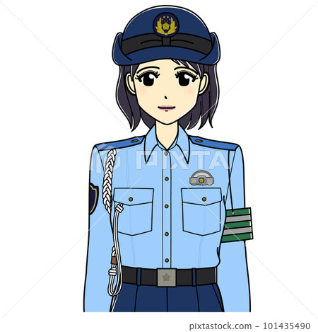 Smiling female police officer in summer clothes (upper body) 101435490