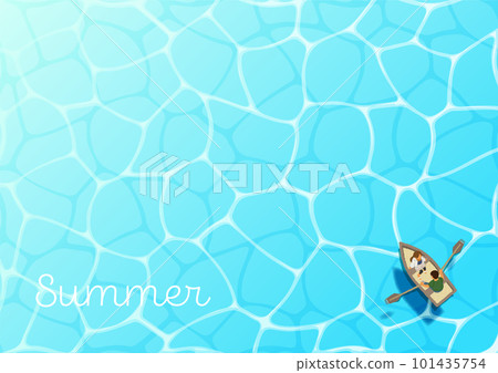 漂浮在透明水面上的小船和一對夫婦的背景 101435754