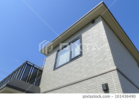 Residential wall before exterior wall painting (before and after housing renovation) 101436490