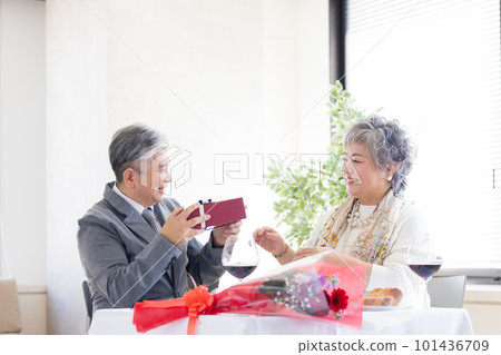 慶祝週年的資深夫婦 101436709