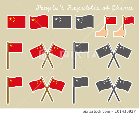 Chinese flag illustration set (icon style, with white border) Chinese flag illustration set (icon style, with white border) 101436927